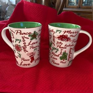 Set of 2 Starbucks Christmas holiday coffee mug tea cup 2007 hot chocolate gift